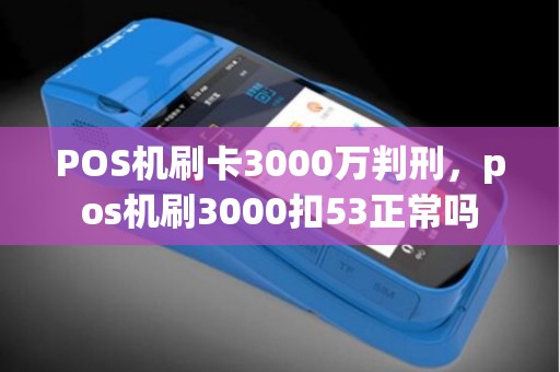POS机刷卡3000万判刑，pos机刷3000扣53正常吗